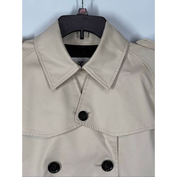 Coach Women Solid Short trench coat 29" length color porcelain size large NWT - Picture 2 of 16